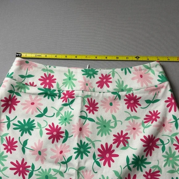 Josephine Chaus Womens White Pink Green Floral Daisy A-Line Mini Skirt Size 6 - Picture 9 of 10